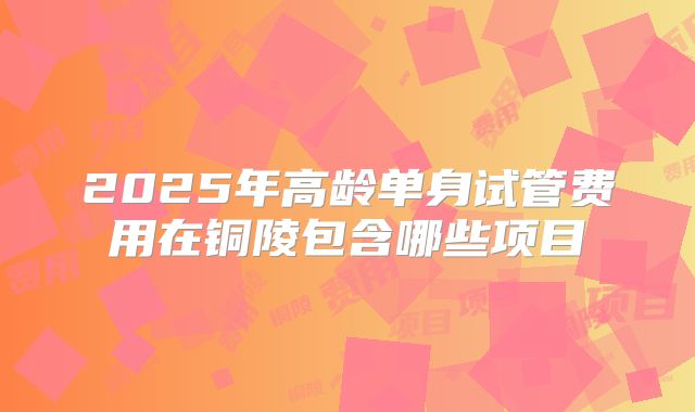 2025年高龄单身试管费用在铜陵包含哪些项目