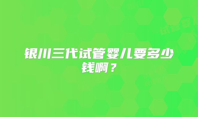 银川三代试管婴儿要多少钱啊?