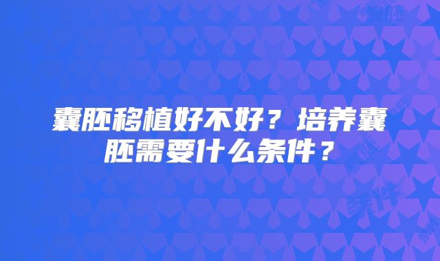 囊胚移植好不好？培养囊胚需要什么条件？