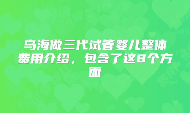 乌海做三代试管婴儿整体费用介绍，包含了这8个方面