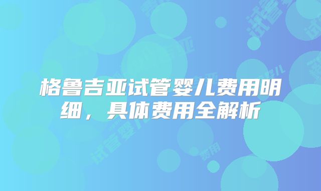 格鲁吉亚试管婴儿费用明细，具体费用全解析