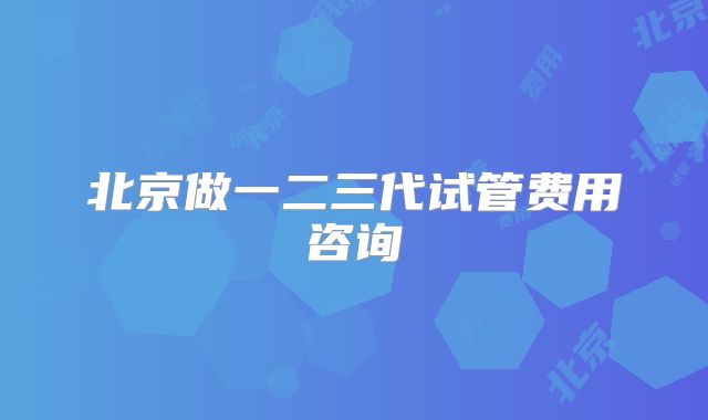北京做一二三代试管费用咨询