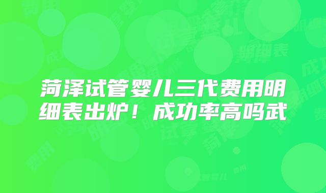 菏泽试管婴儿三代费用明细表出炉!成功率高吗武