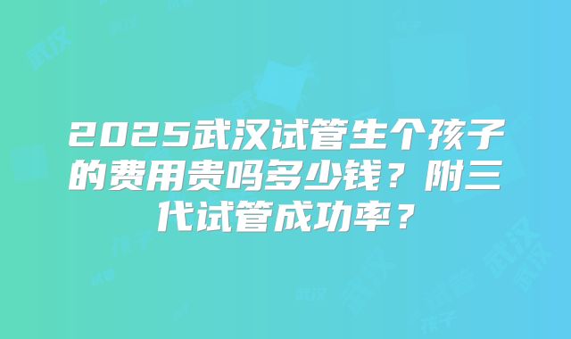 2025武汉试管生个孩子的费用贵吗多少钱?附三代试管成功率?