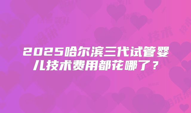 2025哈尔滨三代试管婴儿技术费用都花哪了？