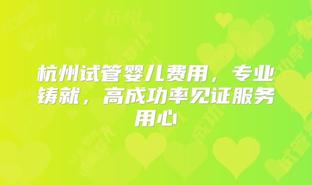 杭州试管婴儿费用，专业铸就，高成功率见证服务用心