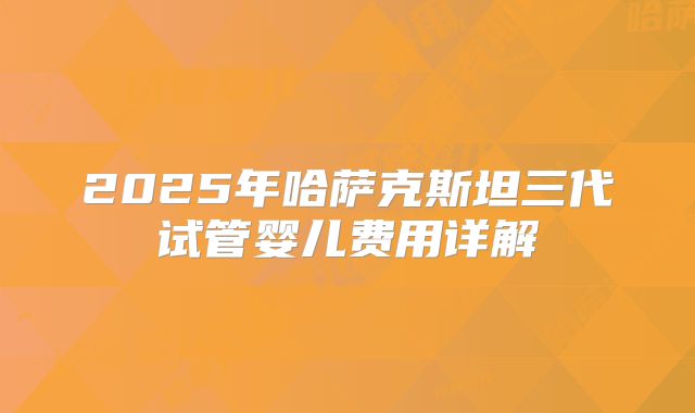 2025年哈萨克斯坦三代试管婴儿费用详解