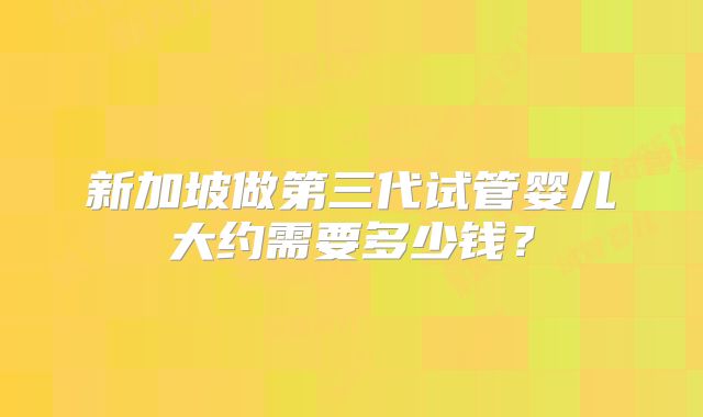 新加坡做第三代试管婴儿大约需要多少钱？