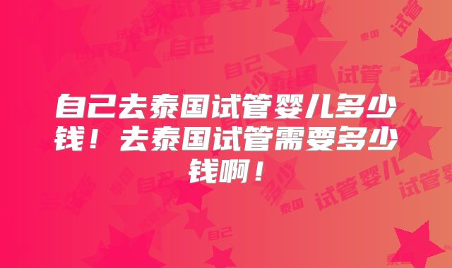 自己去泰国试管婴儿多少钱！去泰国试管需要多少钱啊！