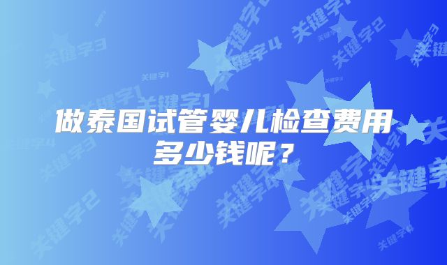 做泰国试管婴儿检查费用多少钱呢？