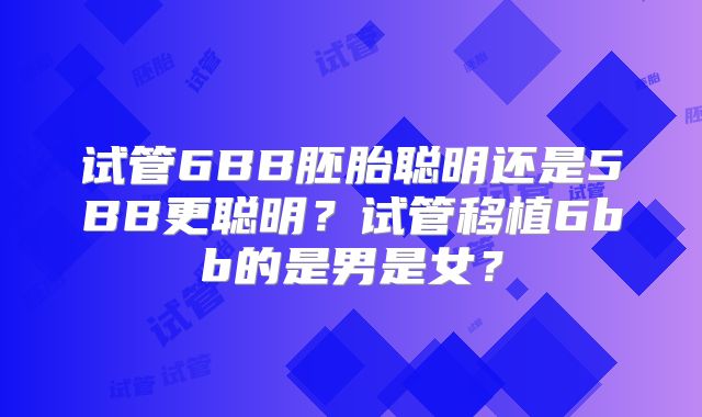 试管6BB胚胎聪明还是5BB更聪明?试管移植6bb的是男是女?