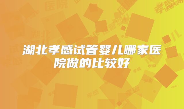 湖北孝感试管婴儿哪家医院做的比较好