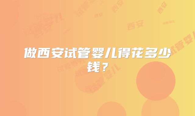 做西安试管婴儿得花多少钱？