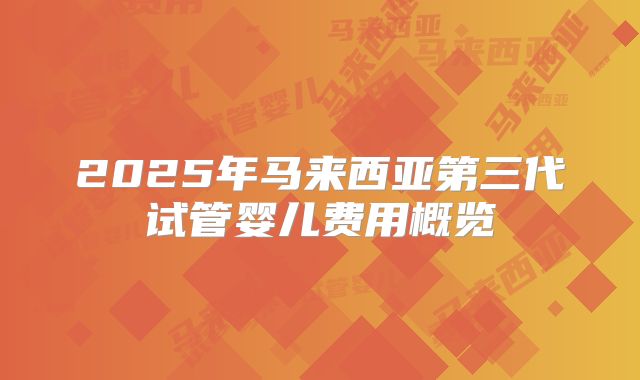 2025年马来西亚第三代试管婴儿费用概览