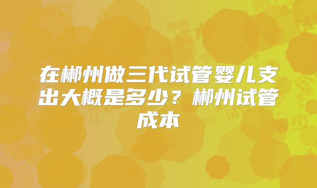 在郴州做三代试管婴儿支出大概是多少？郴州试管成本