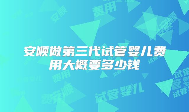 安顺做第三代试管婴儿费用大概要多少钱