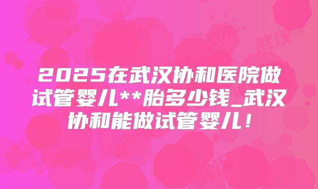 2025在武汉协和医院做试管婴儿**胎多少钱_武汉协和能做试管婴儿!