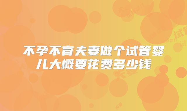 不孕不育夫妻做个试管婴儿大概要花费多少钱