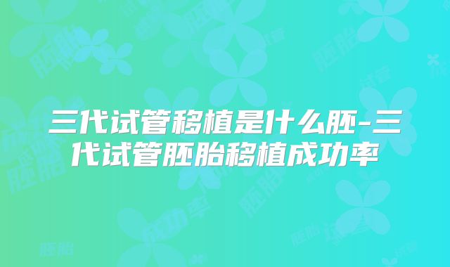 三代试管移植是什么胚-三代试管胚胎移植成功率