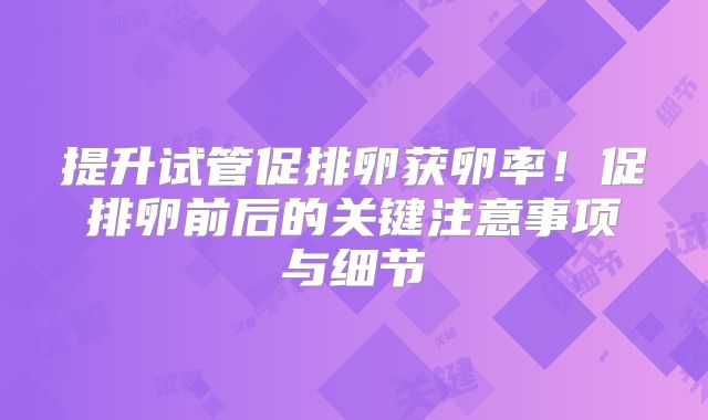 提升试管促排卵获卵率！促排卵前后的关键注意事项与细节