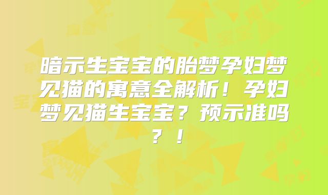 暗示生宝宝的胎梦孕妇梦见猫的寓意全解析！孕妇梦见猫生宝宝？预示准吗？！