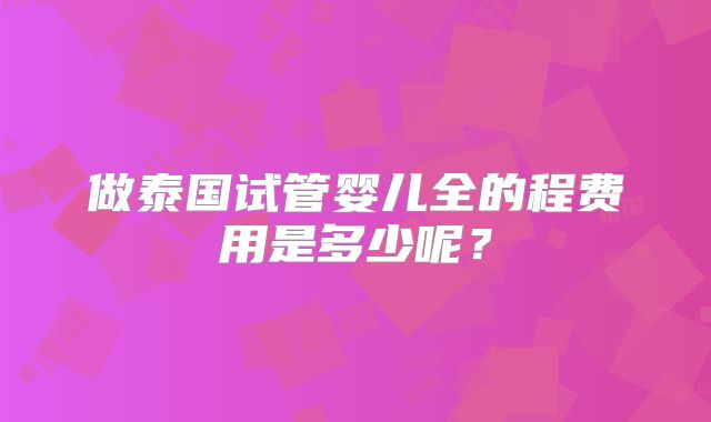 做泰国试管婴儿全的程费用是多少呢？