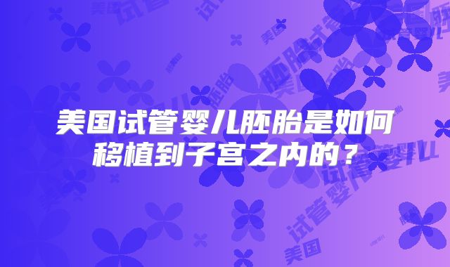 美国试管婴儿胚胎是如何移植到子宫之内的？
