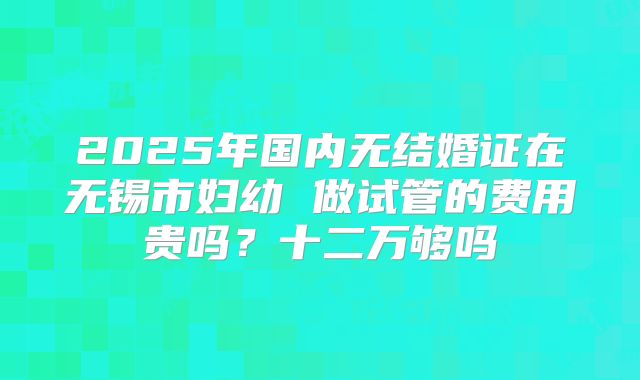 2025年国内无结婚证在无锡市妇幼 做试管的费用贵吗?十二万够吗