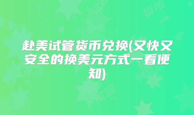 赴美试管货币兑换(又快又安全的换美元方式一看便知)