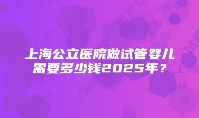 上海公立医院做试管婴儿需要多少钱2025年?