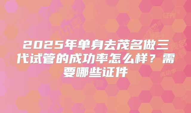 2025年单身去茂名做三代试管的成功率怎么样？需要哪些证件