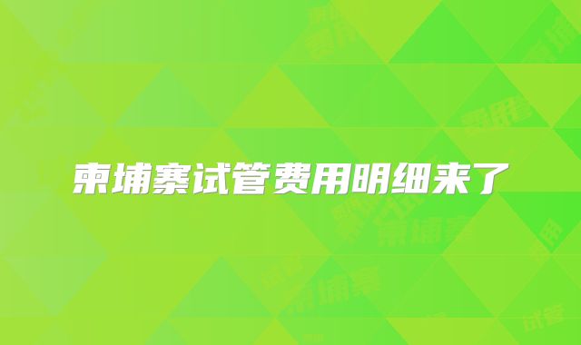 柬埔寨试管费用明细来了