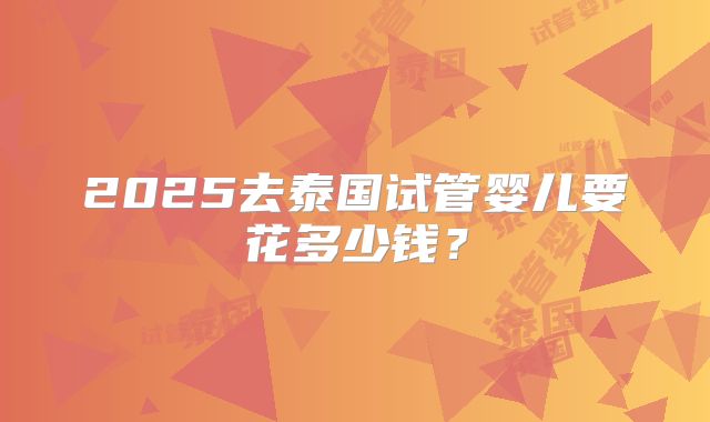 2025去泰国试管婴儿要花多少钱?
