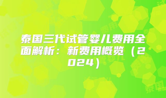 泰国三代试管婴儿费用全面解析：新费用概览（2024）