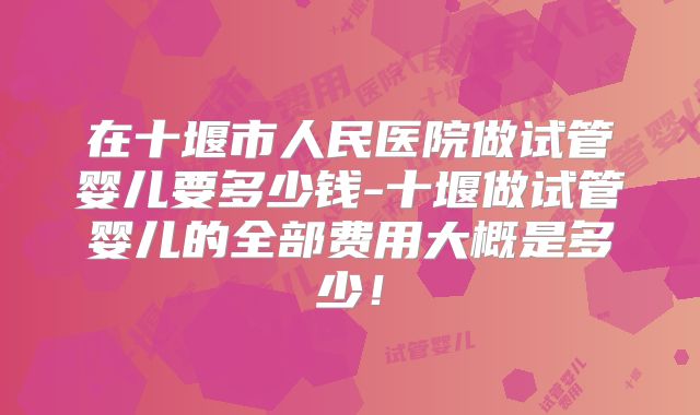 在十堰市人民医院做试管婴儿要多少钱-十堰做试管婴儿的全部费用大概是多少！