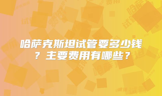 哈萨克斯坦试管要多少钱？主要费用有哪些？
