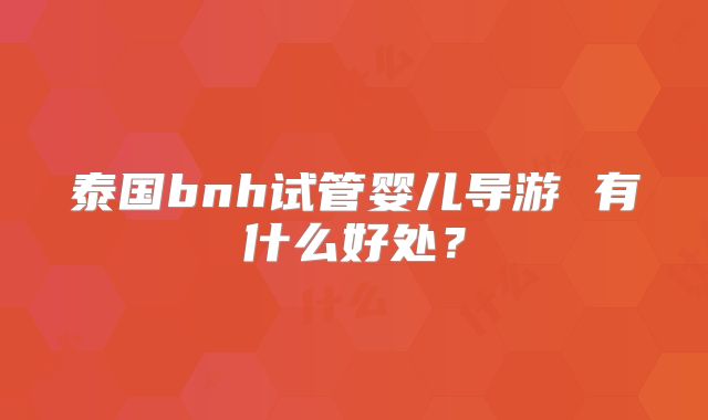 泰国bnh试管婴儿导游 有什么好处?