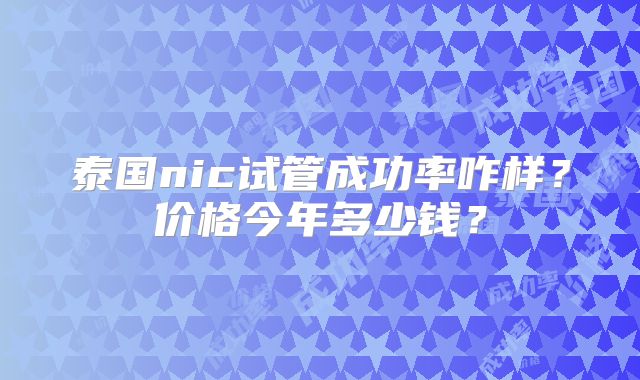 泰国nic试管成功率咋样？价格今年多少钱？