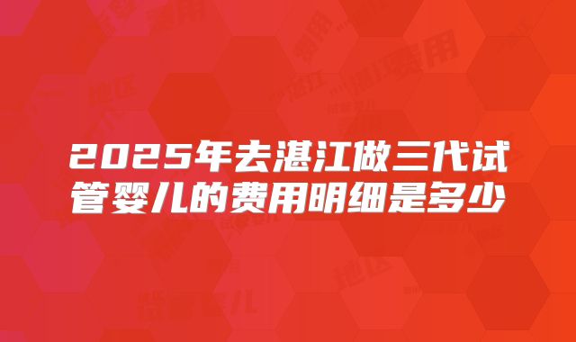 2025年去湛江做三代试管婴儿的费用明细是多少