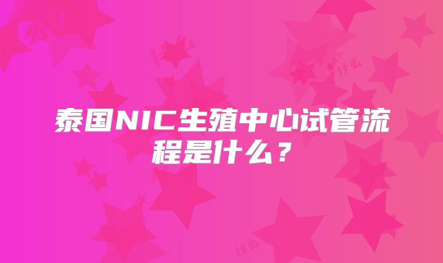 泰国NIC生殖中心试管流程是什么?