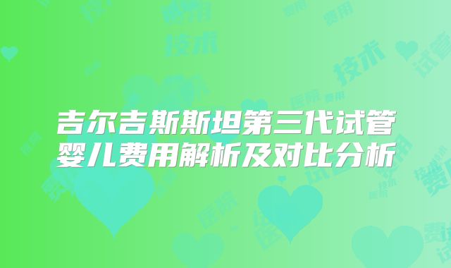 吉尔吉斯斯坦第三代试管婴儿费用解析及对比分析