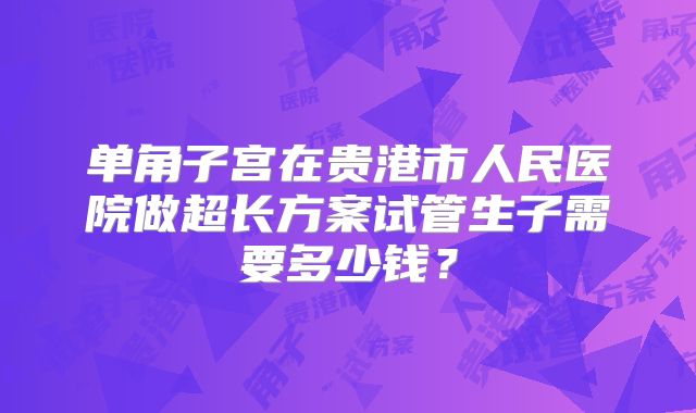 单角子宫在贵港市人民医院做超长方案试管生子需要多少钱？