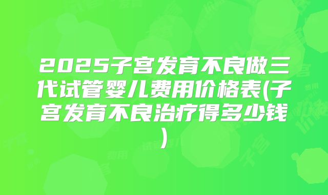 2025子宫发育不良做三代试管婴儿费用价格表(子宫发育不良治疗得多少钱)