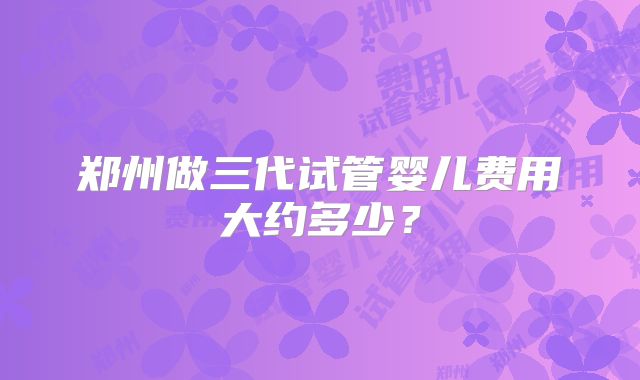 郑州做三代试管婴儿费用大约多少?