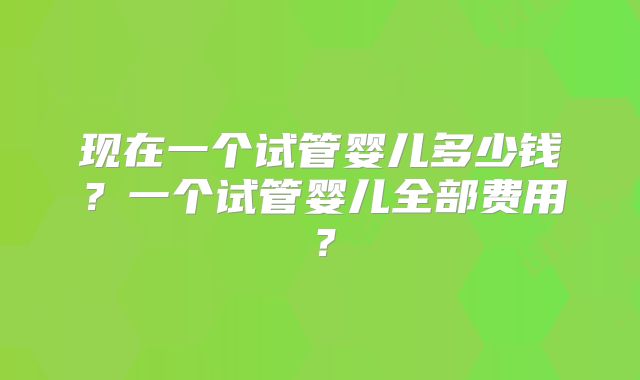 现在一个试管婴儿多少钱？一个试管婴儿全部费用？
