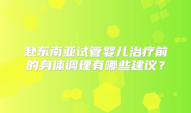 赴东南亚试管婴儿治疗前的身体调理有哪些建议？