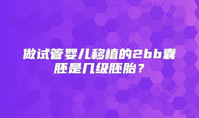 做试管婴儿移植的2bb囊胚是几级胚胎？