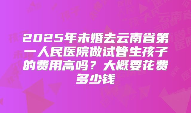 2025年未婚去云南省第一人民医院做试管生孩子的费用高吗?大概要花费多少钱