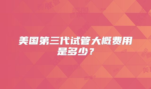 美国第三代试管大概费用是多少？