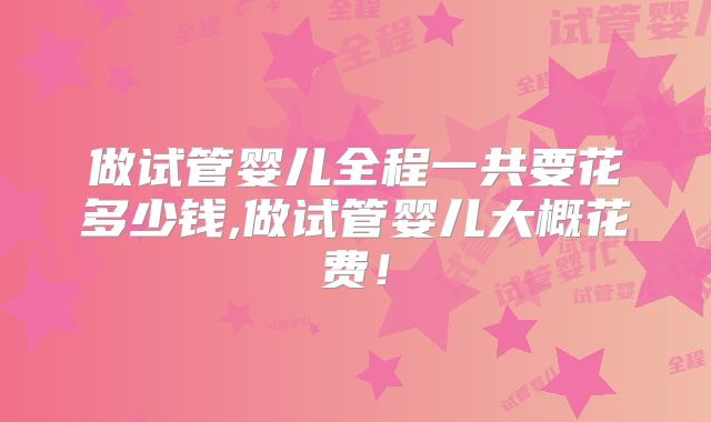 做试管婴儿全程一共要花多少钱,做试管婴儿大概花费！